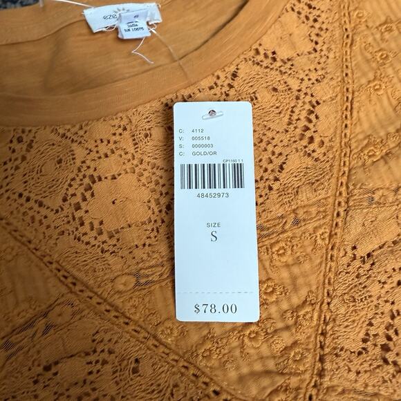 Anthropologie Eze Sur Mer Cotton Top Yellow, Long Sleeve, Size Small Boho NWT - Picture 5 of 12